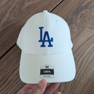 NWT LA Dodgers White OSFA Adjustable Baseball Hat Cap Blue Logo